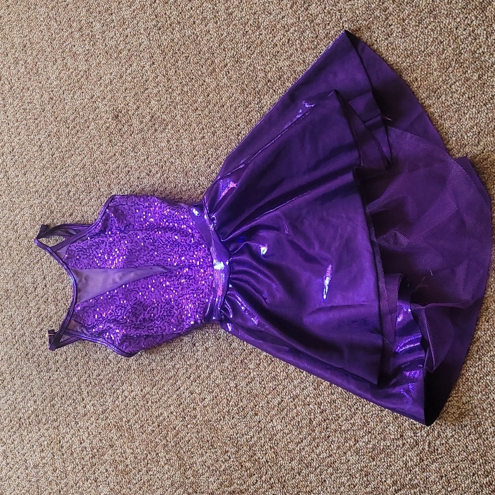 Curtain Call Purple Sequin Pageant Dance Dress SIZE L (Girl)